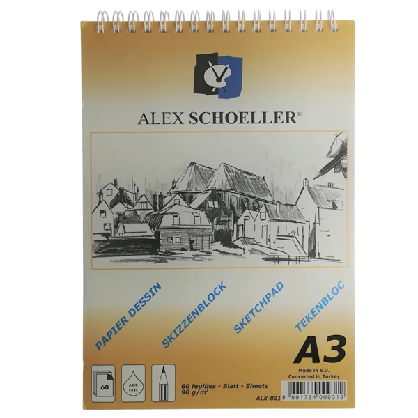 Alex Schoeller Aydınger Bloknot Eskiz Spiralli 60 YP A3 90 GR ALX-822