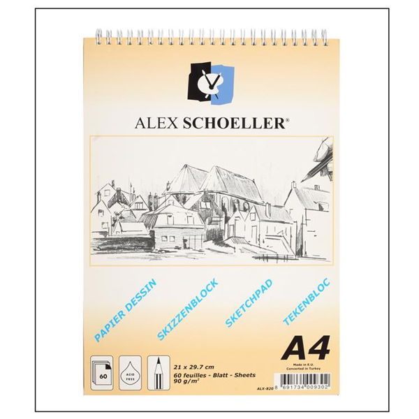 Alex Schoeller Eskiz Blok Spiralli Dikey 60 YP 90 GR A4 ALX-820