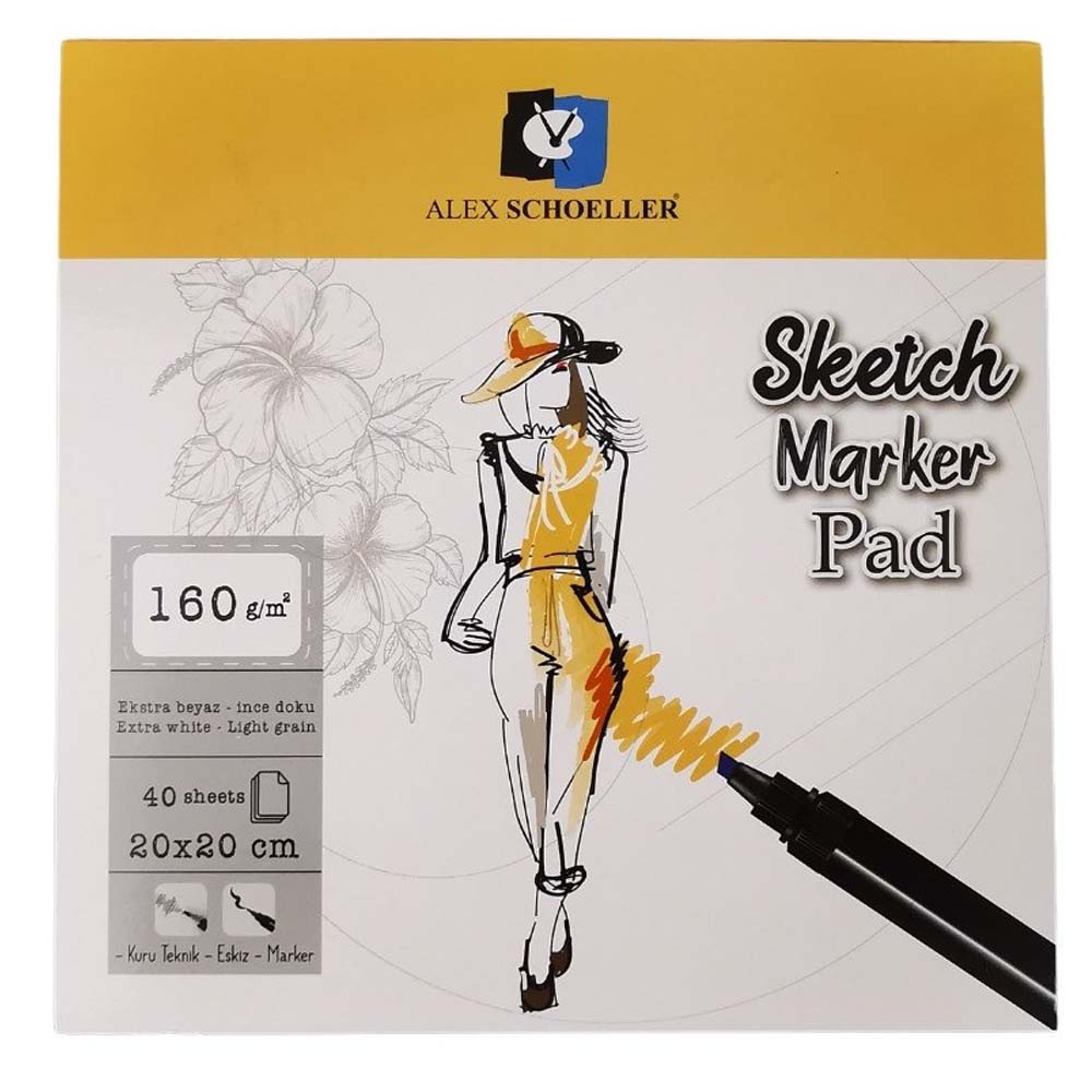 Alex Schoeller Sketch Marker Pad 20x20 160 GR 40 Lı ALX:905