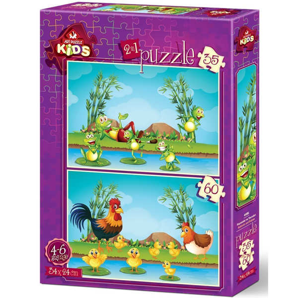 Art Puzzle 35+60 Parça Hayvanlar Ve Yavruları 4496