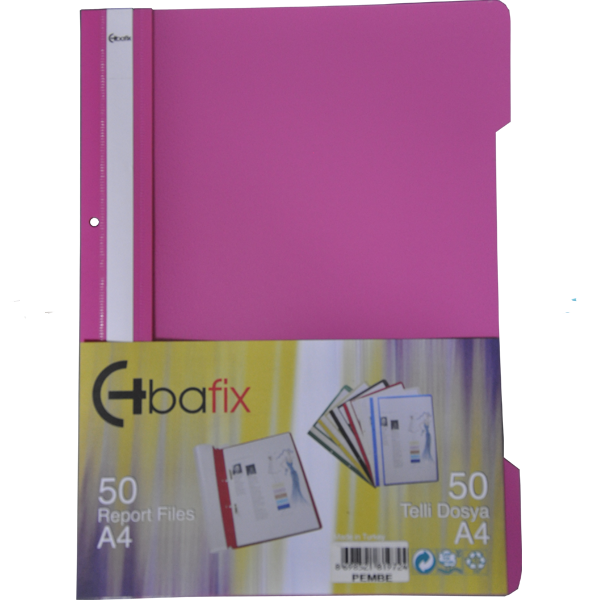 Bafix Telli Dosya Plastik XL Pembe A4