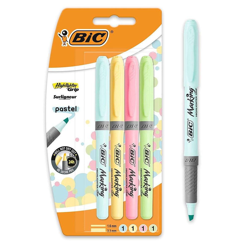 Bic Fosforlu Kalem Markıng Highlıghter Grip Pastel Renkler 4 LÜ 964859