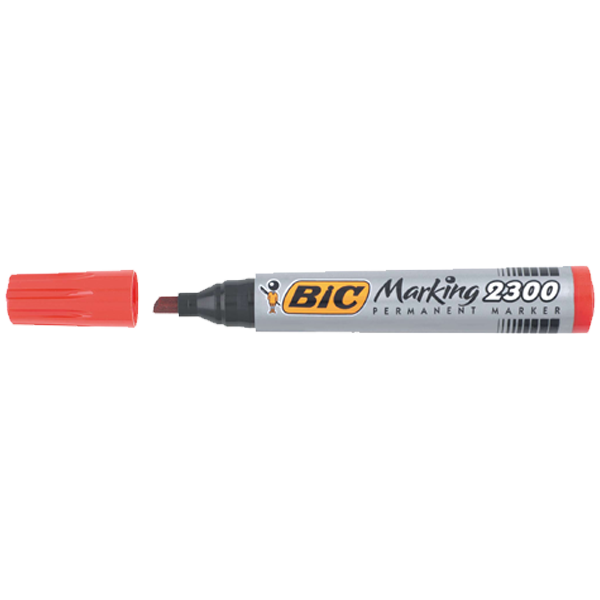 Bic Markör Permanent Kesik Uçlu Kırmızı 2300 03