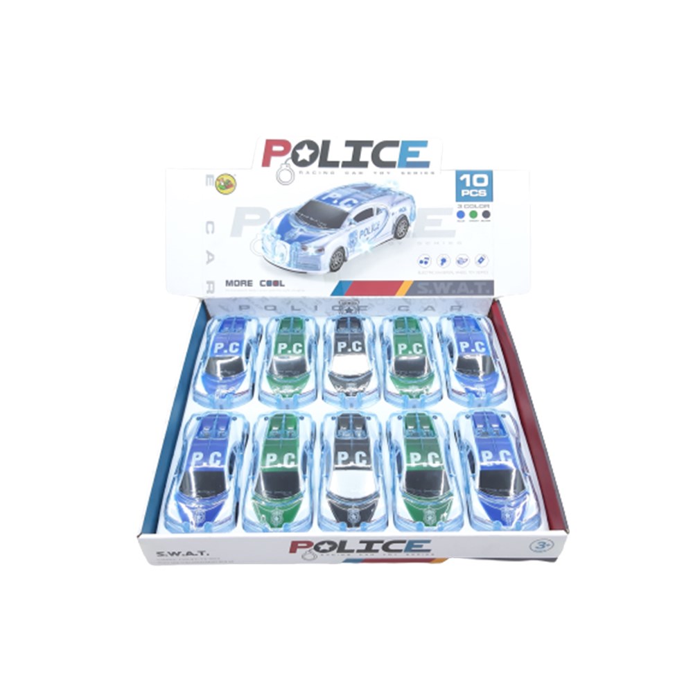 Can Toys Kutu İcinde Spor Polis Araba Pilli-Sesli 10 Lu CN-711 (1007)