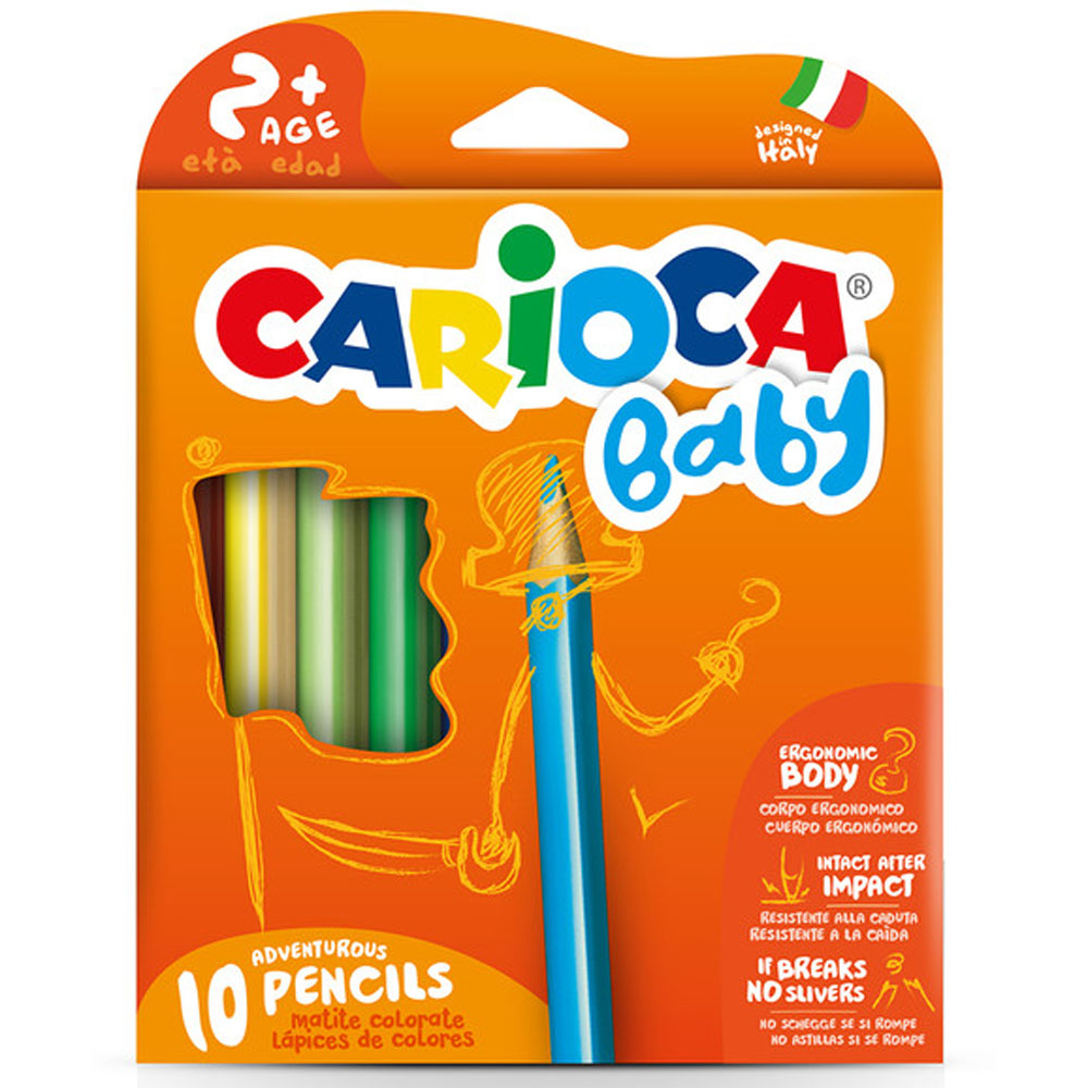 Carioca Jumbo Bebek Üçgen Kuru Boya Kalemi 10 Lu 2+Yaş 42819