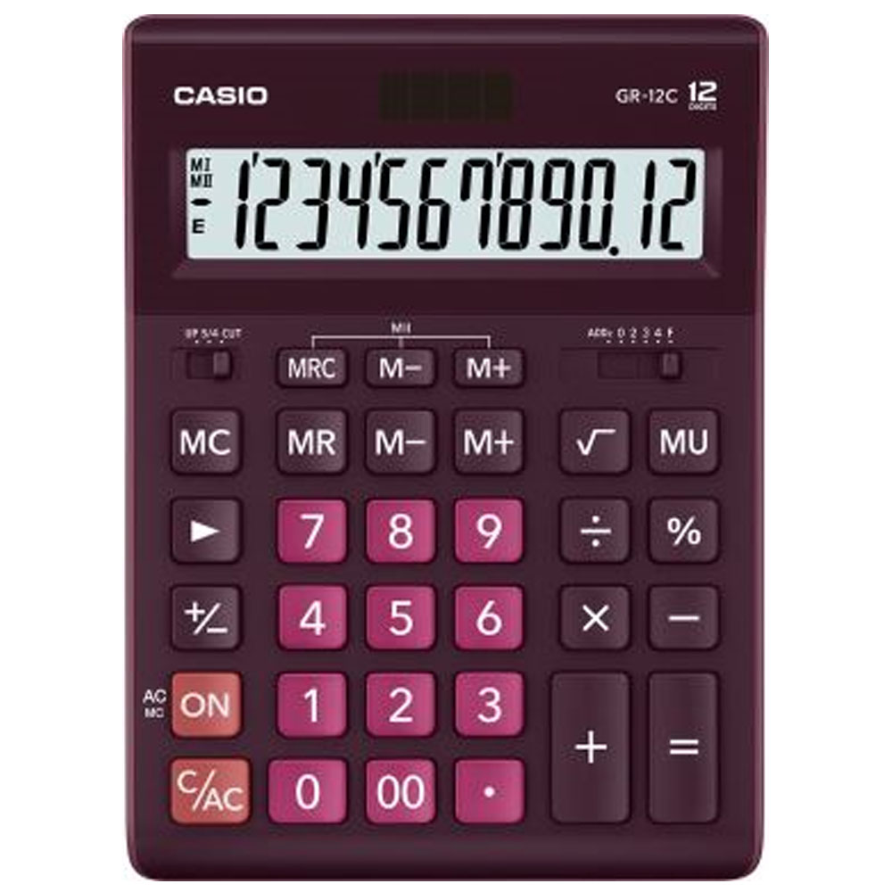 Casio Hesap Makinesi Masa Üstü 12 Hane Bordo GR-12C-WR