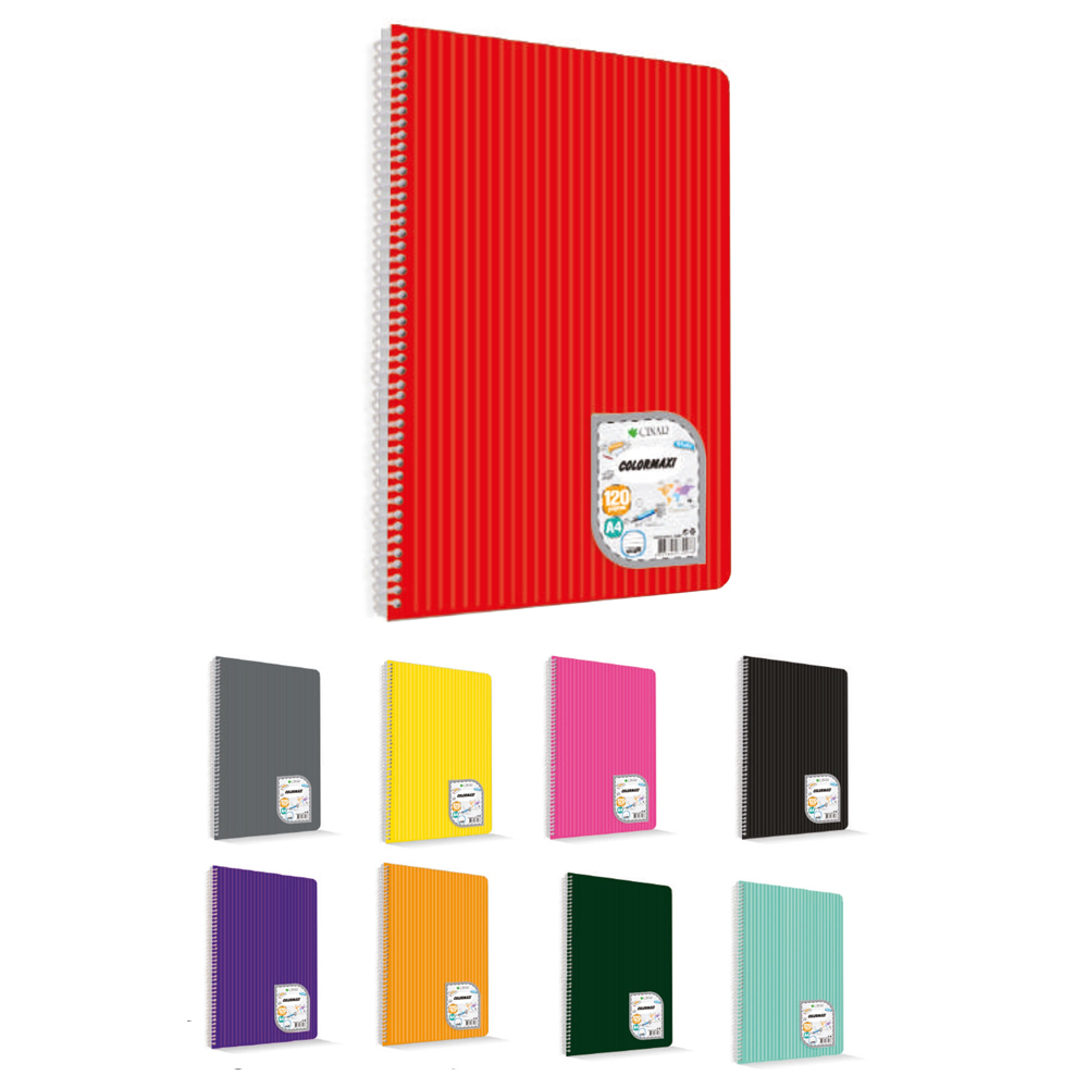 Çınar Colormaxi Spiralli Defter Plastik Kapak Çizgili 72 YP A4 72/1 73001