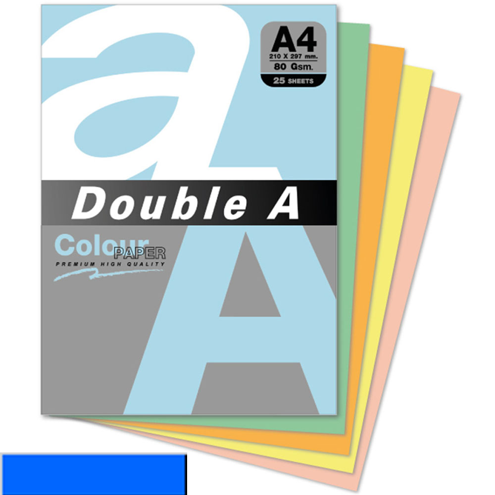 Double A Renkli Kağıt 25 Lİ A4 80 GR Koyu Mavi