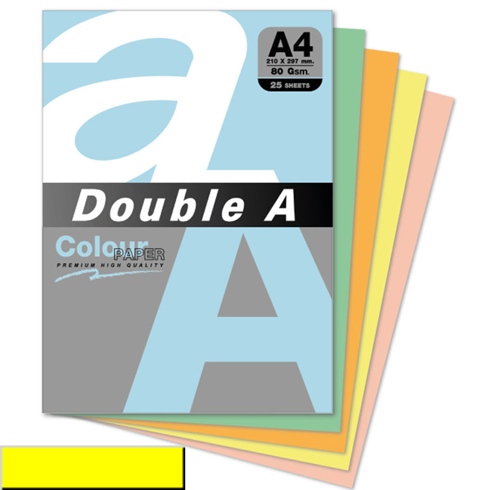 Double A Renkli Kağıt 25 Lİ A4 80 GR Limon Sarısı