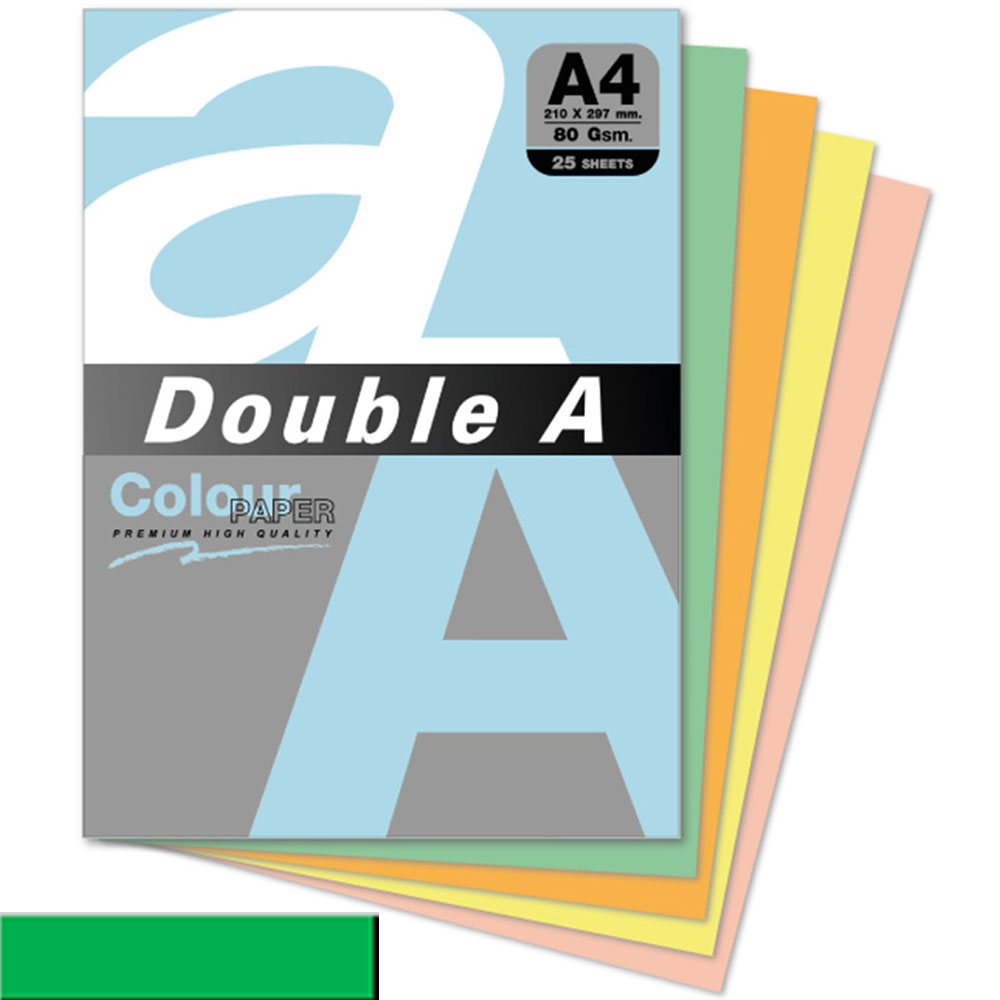 Double A Renkli Kağıt 25 Lİ A4 80 GR Papağan Yeşili