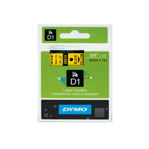 Dymo D1 Şerit Standart 9 MMx7 MT Sarı Üzerine Siyah 40918 S0720730