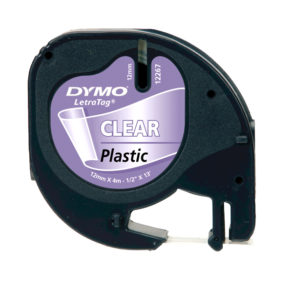 Dymo Letratag Şerit Plastik 12 MMx4 MT Şeffaf Üzerine Siyah 12267