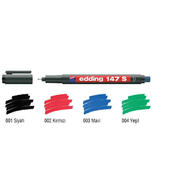 Edding Asetat Kalemi Permanent S Seri 0.3 MM Mavi 147 S