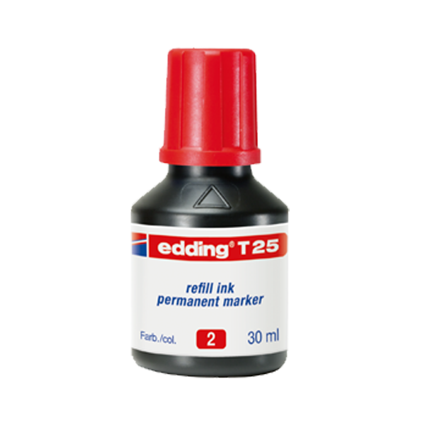 Edding Markör Mürekkebi Permanent Damlalıklı 30 ML Kırmızı T25