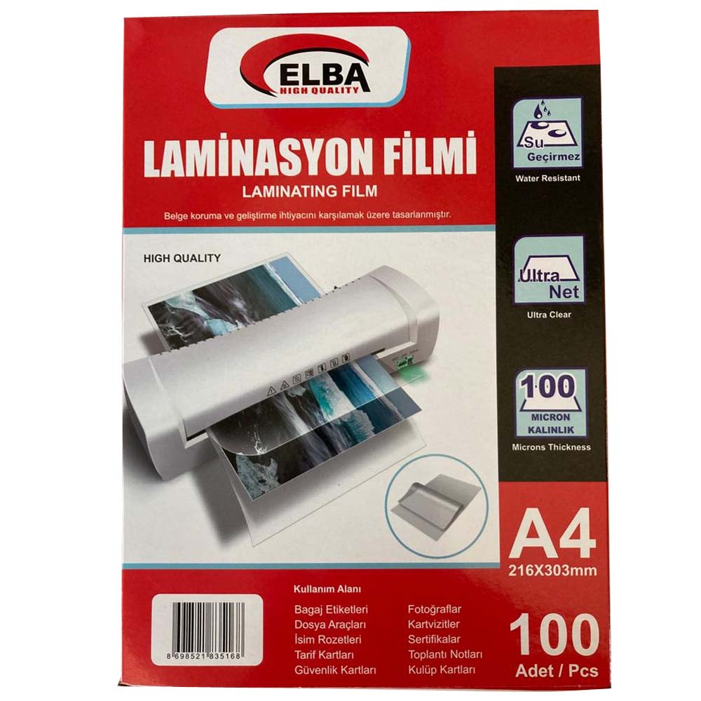 Elba Laminasyon Filmi A4 100 MIC 216x303