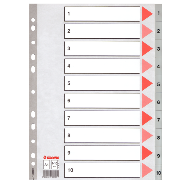 Esselte Seperatör 1-10 Rakamlı Plastik A4 100105