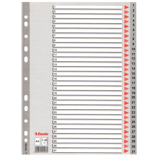 Esselte Seperatör 1-31 Rakamlı Plastik A4 100108