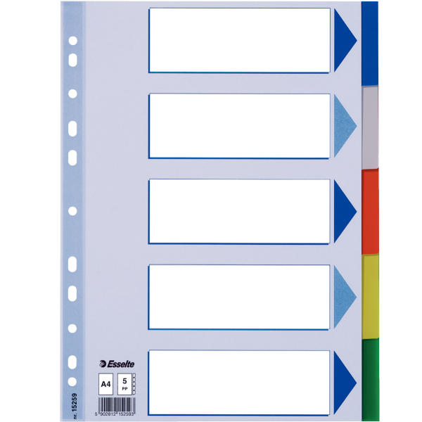 Esselte Seperatör 5 Renkli Plastik A4 15259