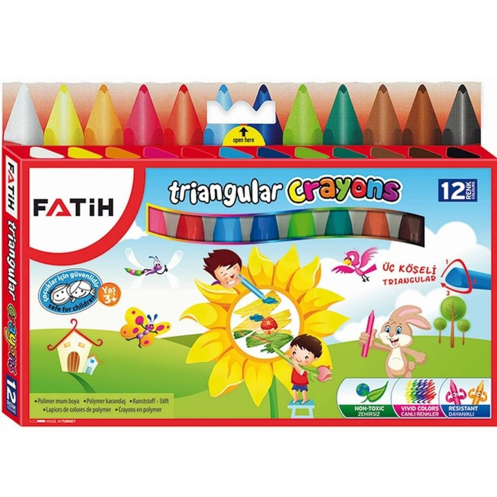 Fatih Mum Pastel Boya Triangular Üçgen Crayons 12 Renk 50290