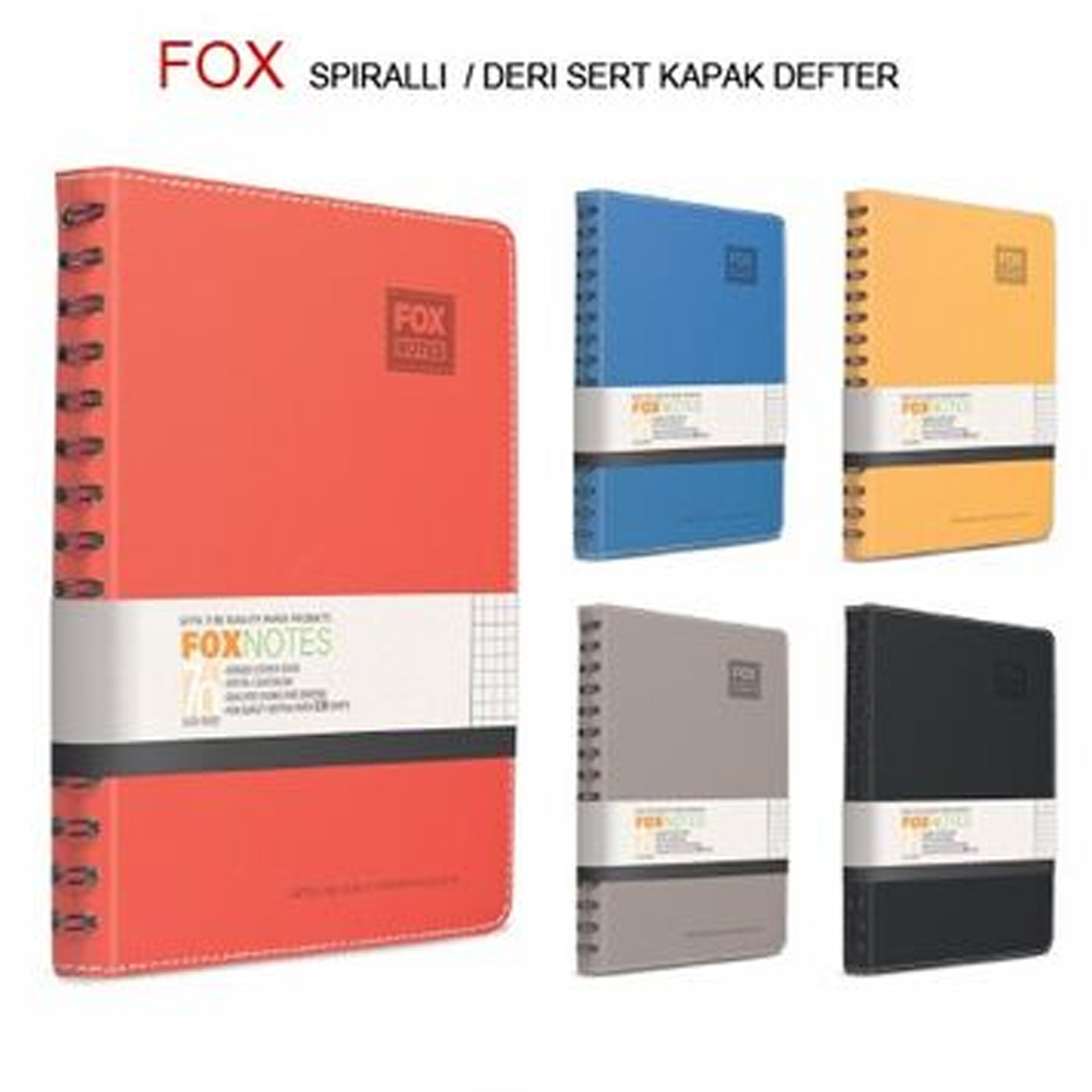 Gıpta Spiralli Deri Kapak Defter Fox A5 120 YP Çizgili