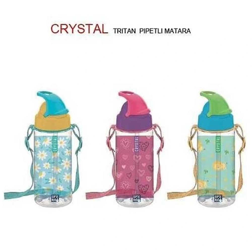 Gıpta Matara Crystal Tritan Desenli Pipetli 500 CC K7507
