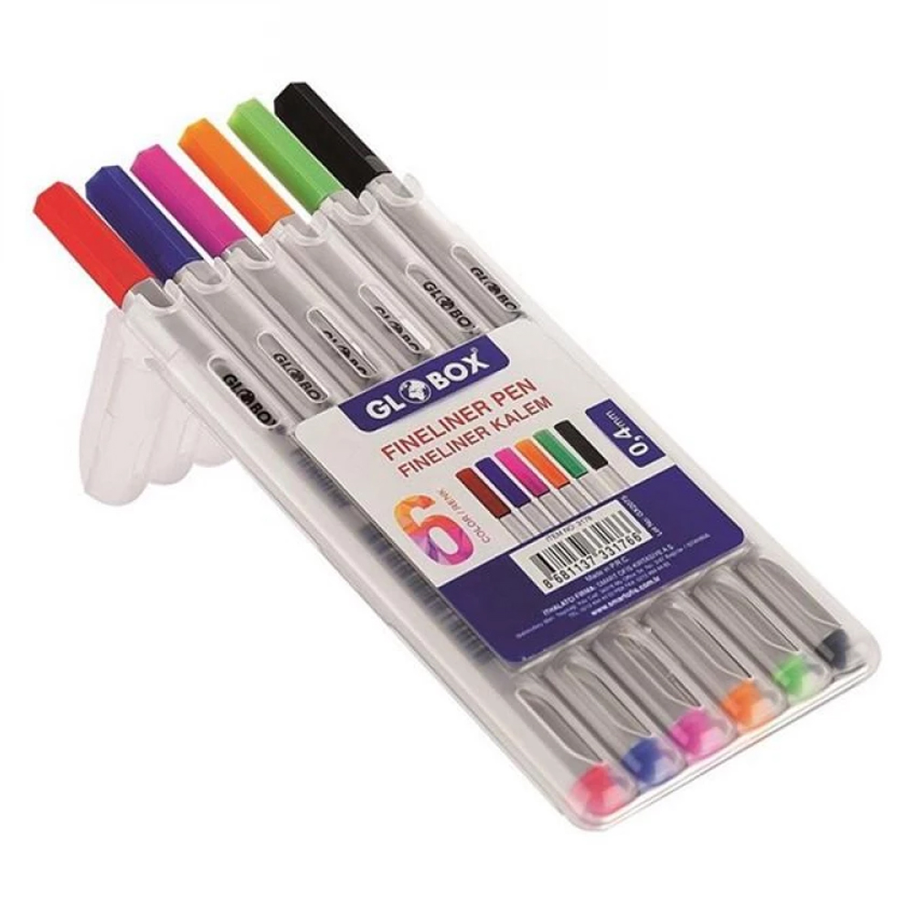 Globox Fineliner Kalem 6 Lı PP Kutu 3176
