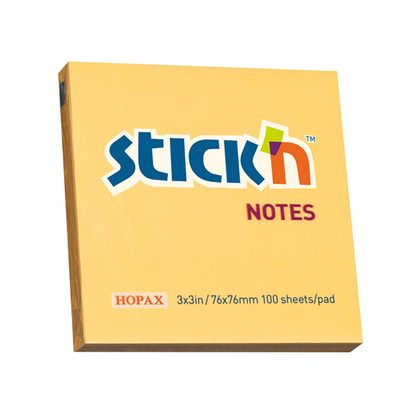 Hopax Stıckn Yapışkanlı Not Kağıdı 100 YP 76x76 Pastel Turuncu HE21391