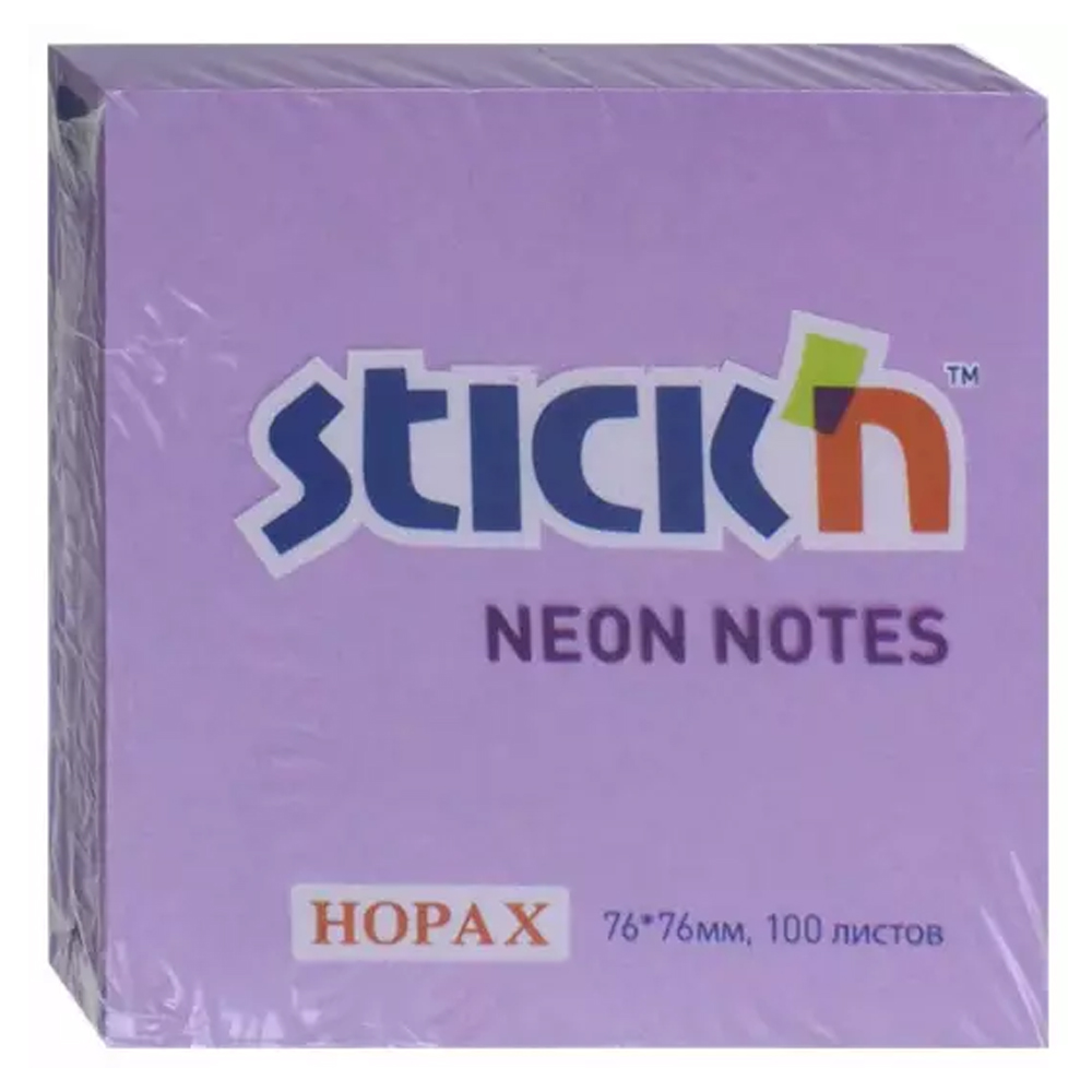 Hopax Stickn Yapışkanlı Not Kağıdı 76x76 Neon Mor 100 YP HE21210