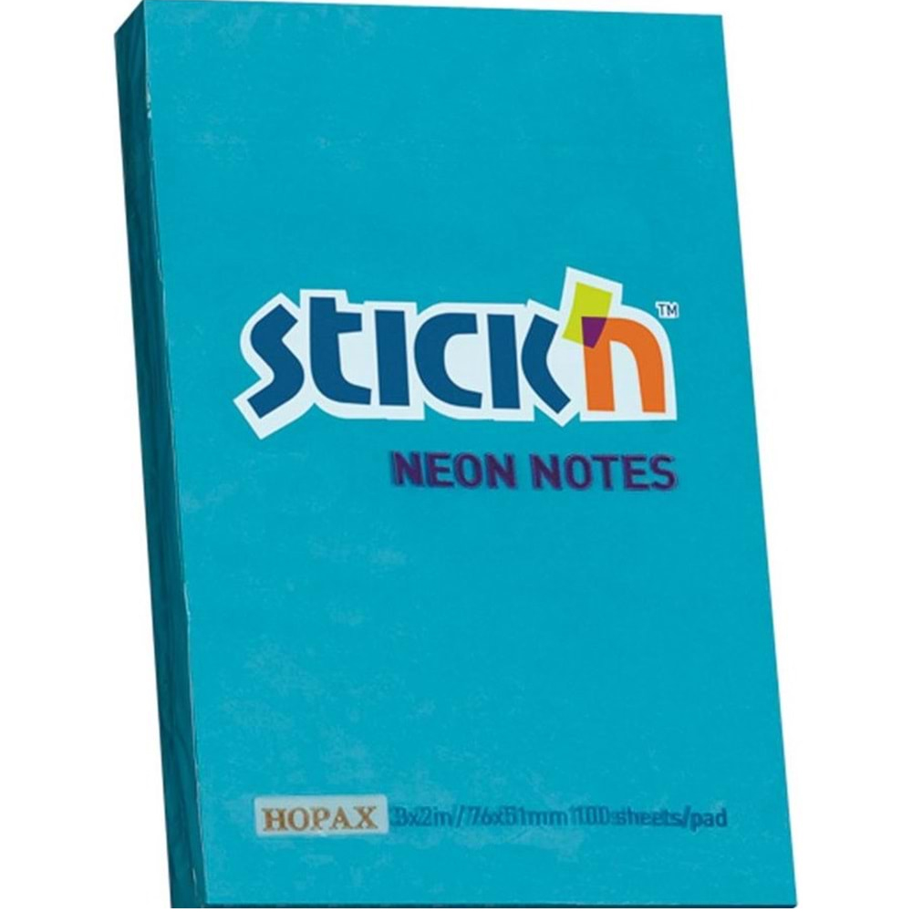 Hopax Stickn Yapışkanlı Not Kağıdı 76x51 Neon Mavi 100 YP HE21207