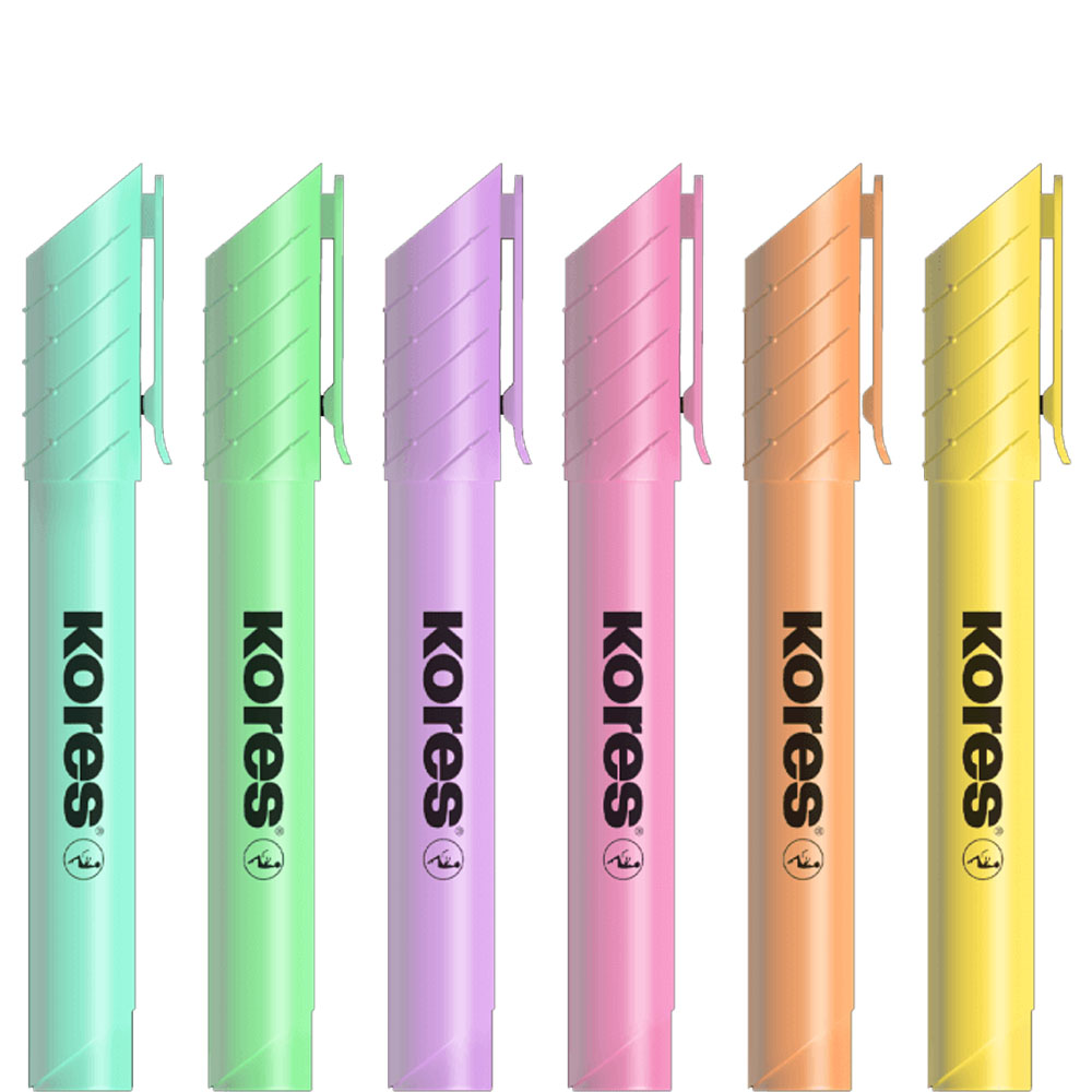 Kores Fosforlu Kalem Pastel Renkli 6 lı Set 36060