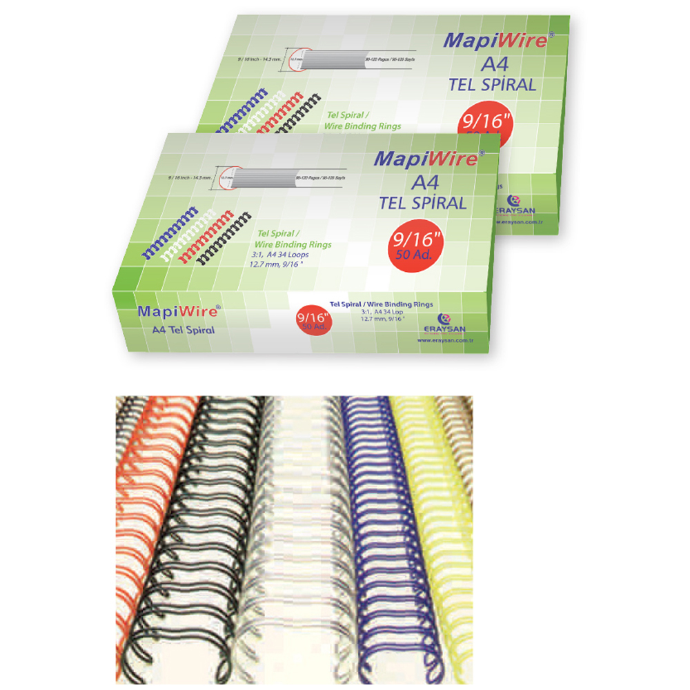 Mapiwire Spiral Tel 3:1 Aralık 15-30 YP 100 LÜ 5/16 Beyaz 210 03 00