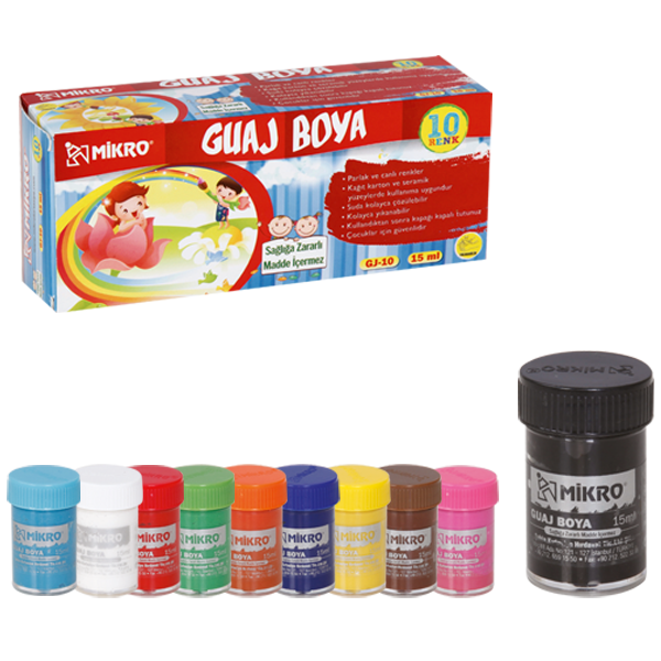 Mikro Guaj Boya Şişe 10 Renk 15 ML GJ-10