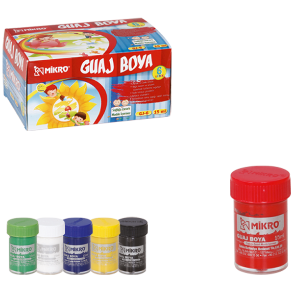 Mikro Guaj Boya Şişe 6 Renk 15 ML GJ-06