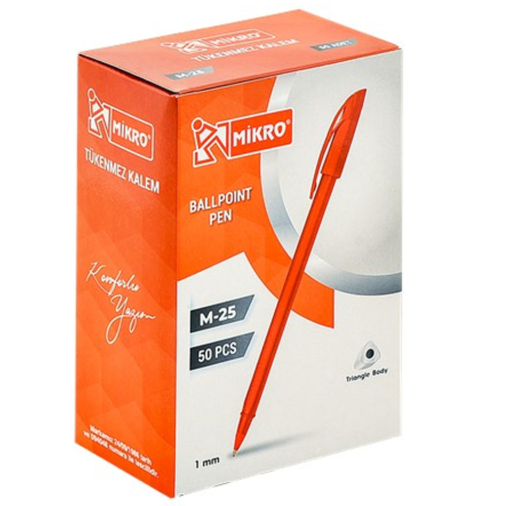 Mikro Tükenmez Kalem 1 MM Kırmızı M-25