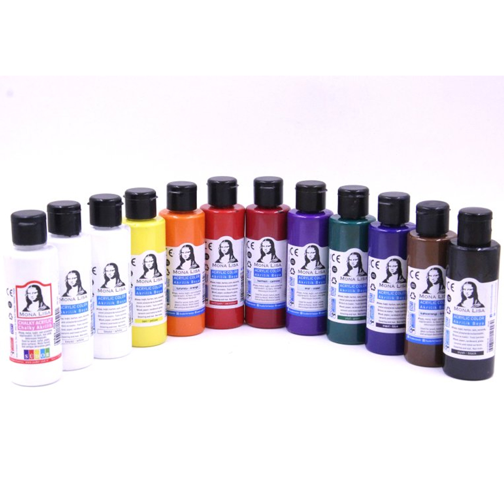 Mona Lisa Akrilik Boya 12 Renk 70 ML Set Extra Beyaz SD150-X14