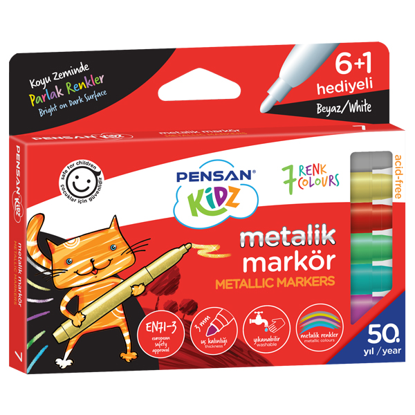 Pensan Markör Kidz Temizlenebilir 7 Metalik 99930