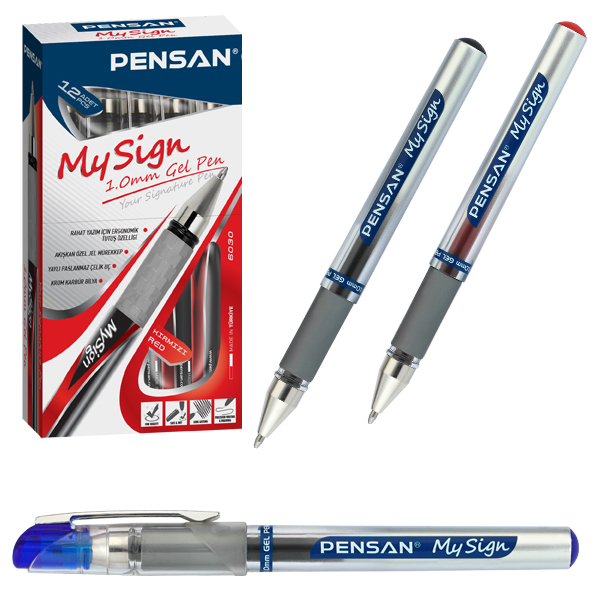 Pensan Roller Kalem My-Sign Jel Bilye Uçlu İmza Kalemi 1.0 MM Kırmızı 6030