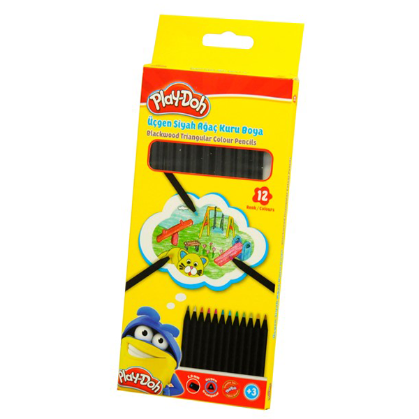 Play-Doh Kuru Boya Üçgen Siyah Lata 12 Renk PLAY-KU024