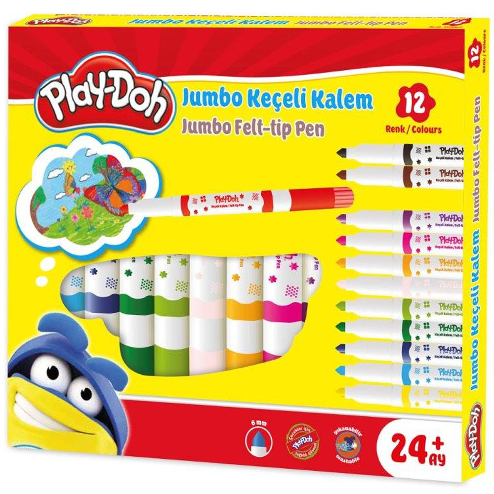 Play-Doh Keçeli Kalem Jumbo 6 MM 12 Li PLAY-KE020