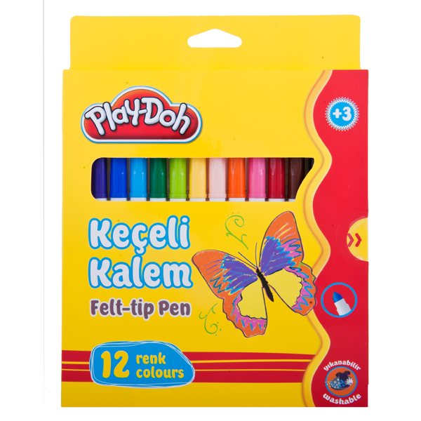 Play-Doh Keçeli Kalem Karton Kutu 5 MM 12 Renk PLAY-KE007