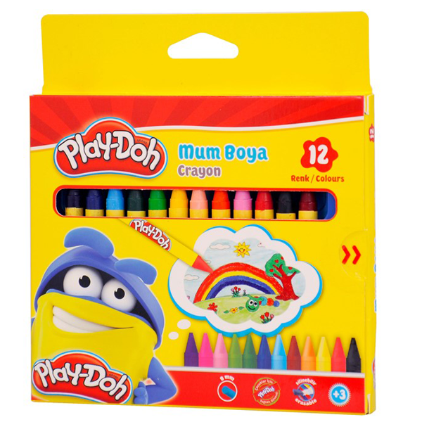 Play-Doh Mum Pastel Boya Crayon Yuvarlak 12 Renk CRN-CR004