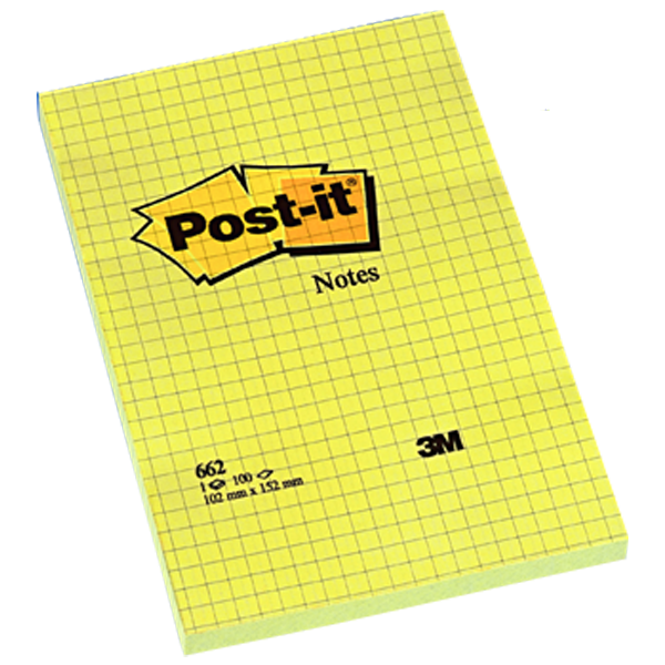 Post-it Yapışkanlı Not Kağıdı Büyük Boy Kareli 100 YP 102x152 Sarı 662