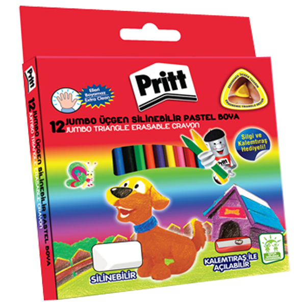 Pritt Pastel Boya Jumbo Silinebilir Üçgen 12 Lİ 1655739