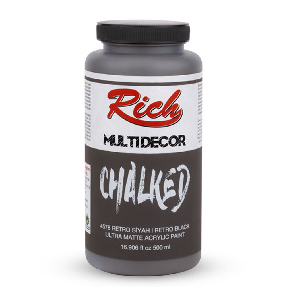 Rich Akrilik Boya Multi Decor Chalked 500 CC Retro Siyah 4578