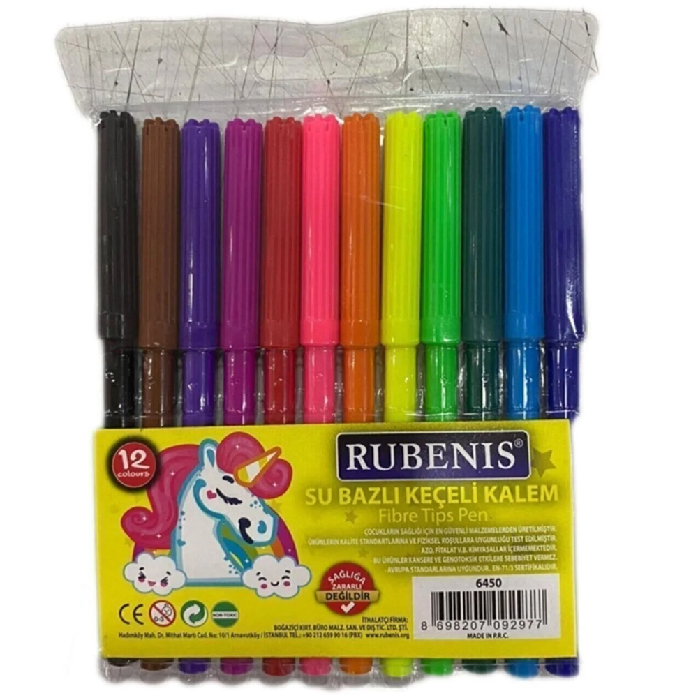 Rubenis Keçeli Boya Kalemi 12 Lİ Renkli 6450
