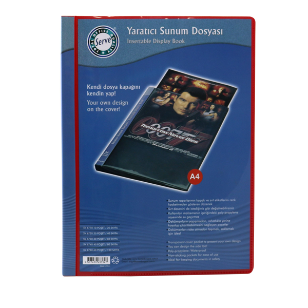 Serve Katalog (Sunum) Dosyası Önü-Sırtı Cepli 20 Lİ Kırmızı SV6720