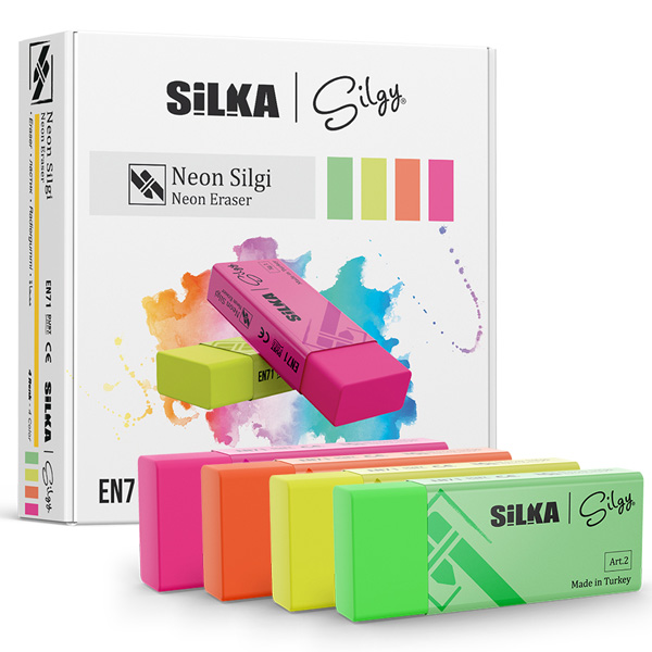 Silka Öğrenci Silgisi Neon 4 Renk 30 LU Art.23