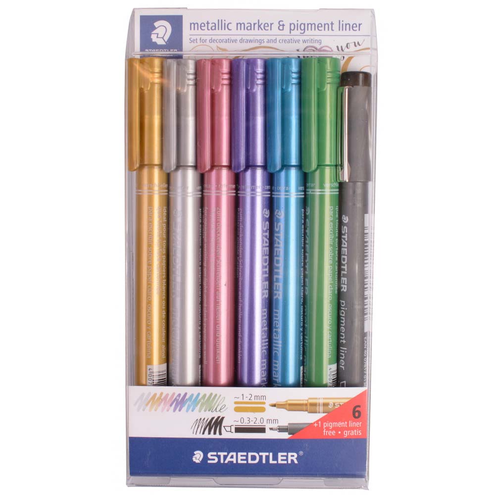 Staedtler Markör Metalik 6 Lı/Pıgment Liner Siyah 8323-SWP6P