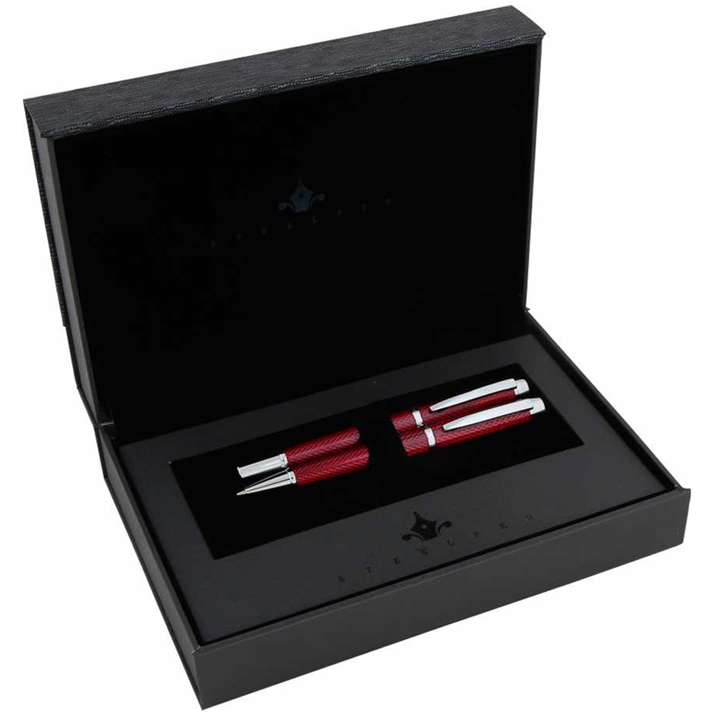 Steel Pen Takım Kalem Dolma+Tükenmez World Serisi Bordo 2714