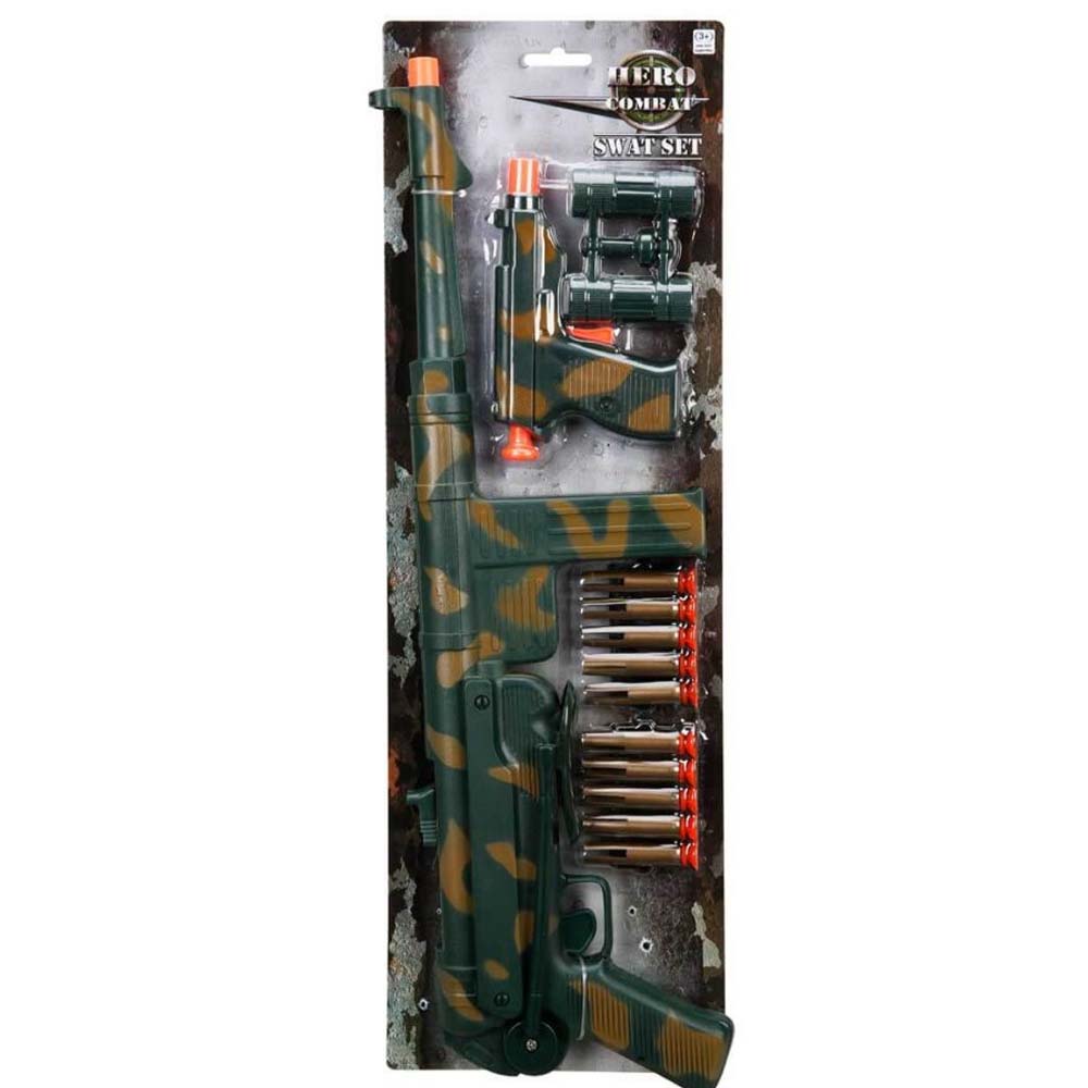 Sunman Oyuncak Asker Silah Set Mp40 Tüfek/Tabanca/Dürbün 10 Mermili